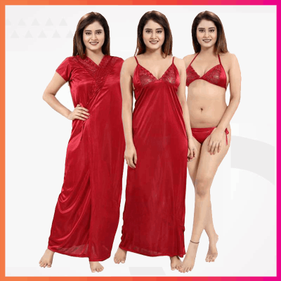 4 part sexy nighty Maroon