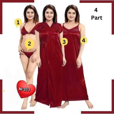 4Pc Indian Night Dress (Maroon)
