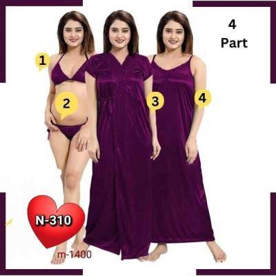 4Pc Indian Night Dress (Purpel)